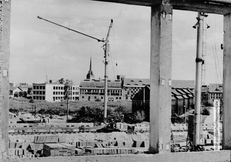 Baustelle des Wohnkomplex II in Schwedt - 1964