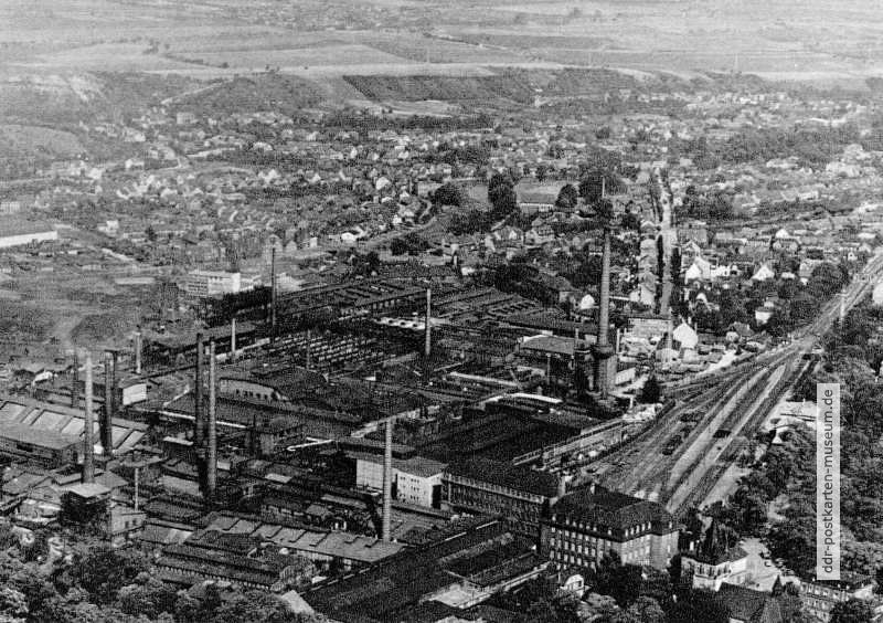 Blick auf das Betriebsgelände vom VEB Stahlwerk in Thale - 1968