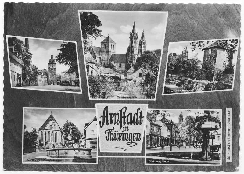 Arnstadt in Thüringen, Liebfrauenkirche, Bach-Kirche, Stadtmauer - 1962
