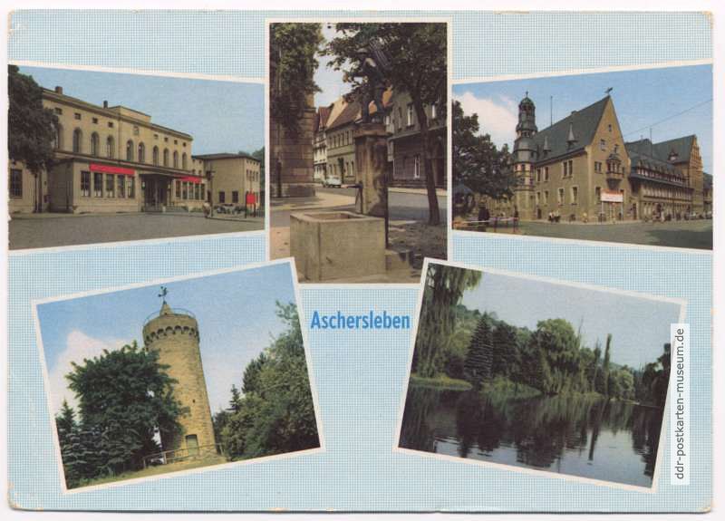 Erste farbige Mehrbildkarte von Aschersleben - 1960