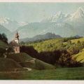 Kirche "Maria Gern"  bei Berchtesgaden mit dem Watzmann - 1954