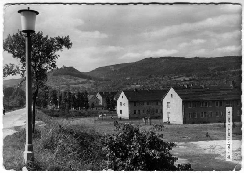 Neubauten in der Sobiksiedlung, Blick zum Greifenstein - 1958