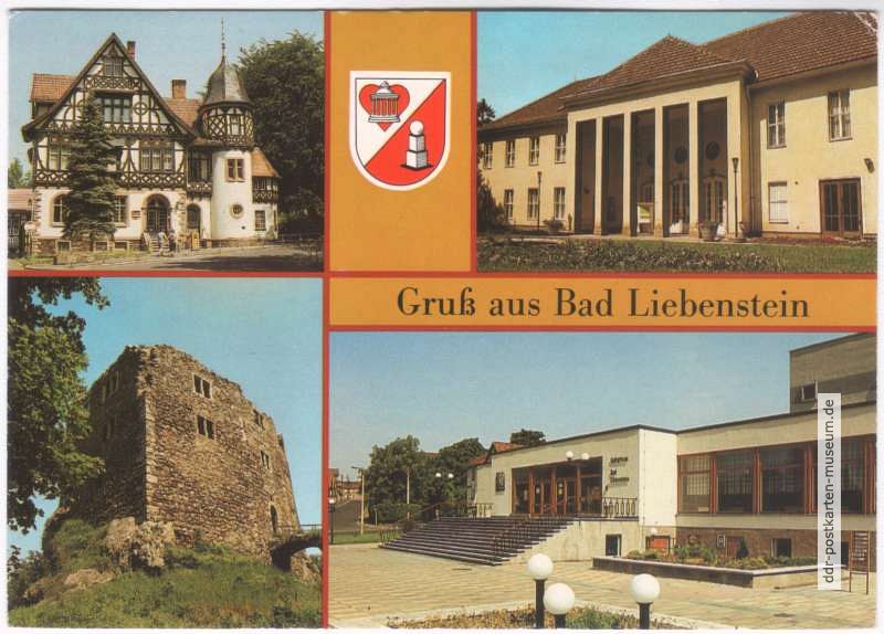 Postamt, Badehaus, Burgruine, Kulturhaus - 1986