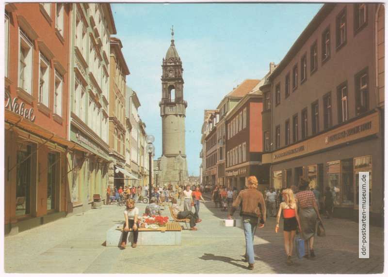 Fußgängerzone in der Reichenstraße mit Blick zum Reichenturm - 1983