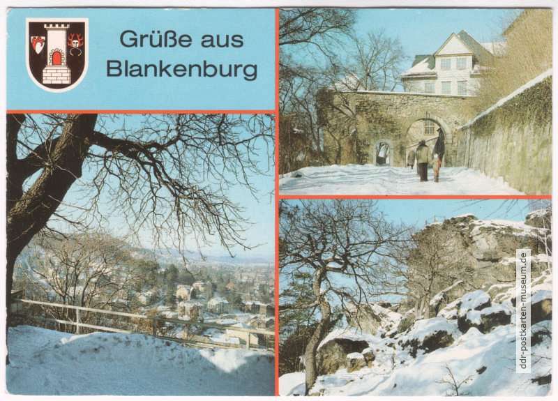 Blick vom Schloß, Schloßeingang, Großvaterfelsen - 1989