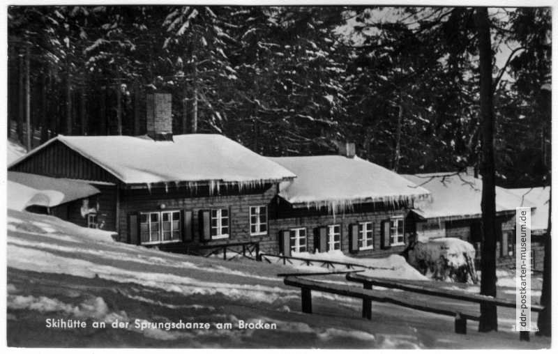 Skihütte "Eckerloch" an der Sprungschanze am Brocken - 1961