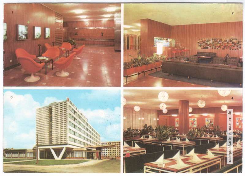 Hotel "Lausitz", Empfangshalle, Bar, Hotelrestaurant - 1971