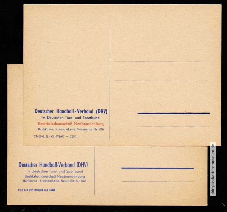 Drucksachen vom DDR-Handball-Verband von 1960 und 1964