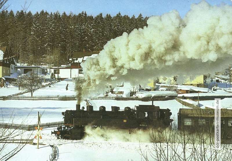 Dampflok 86 1001-6 durchfährt Walthersdorf (Erzgebirge) - 1988