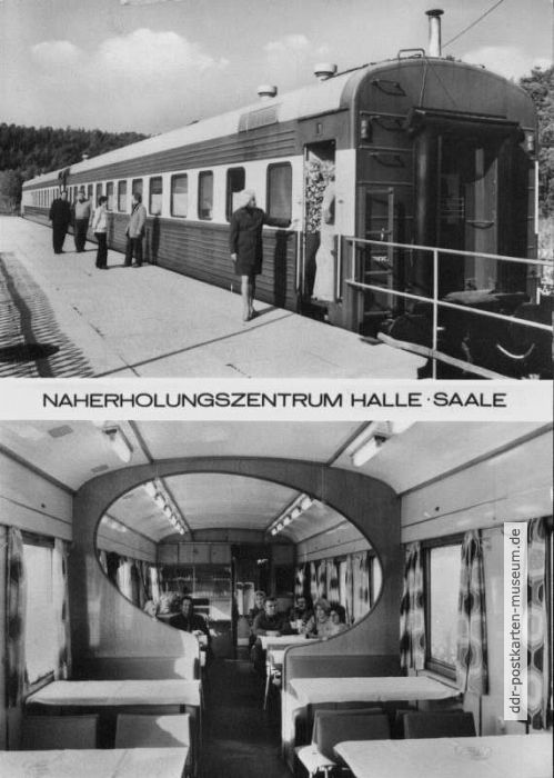 Touristikzentrum Halle mit Übernachtung und Gaststätte in Mitropa-Wagen - 1976
