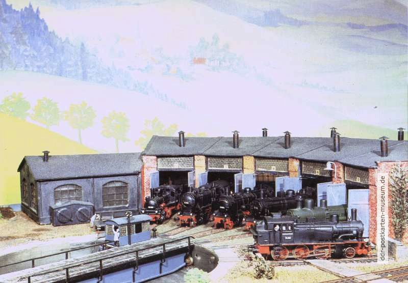 Bahnbetriebswerk auf der Heimanlage von Rudolf Wüchner in Gera, 1978