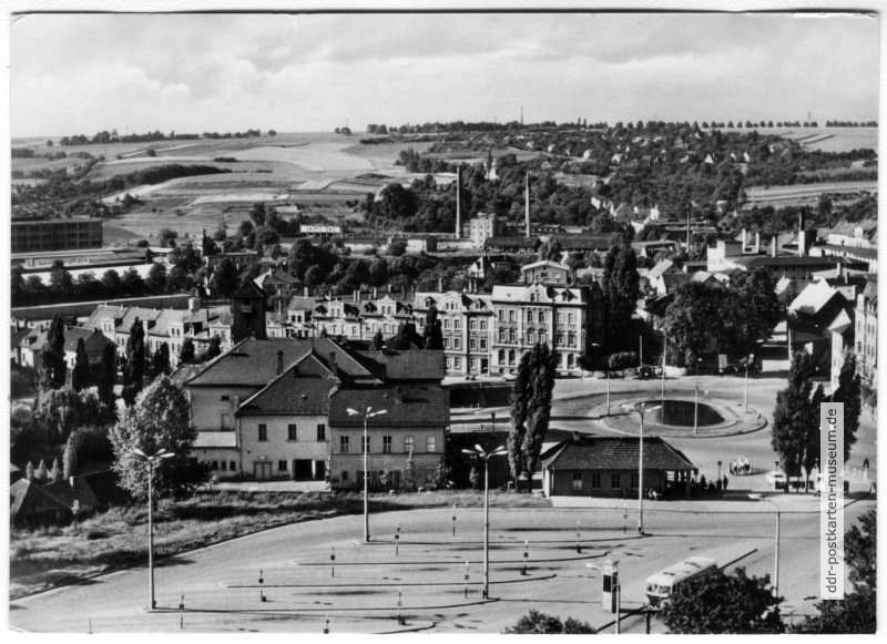 Blick zum Busbahnhof und Platz der Republik - 1972