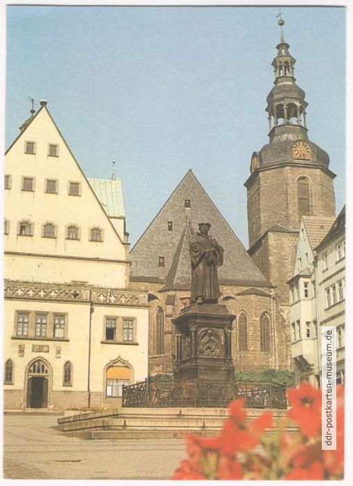 Luther-Denkmal, Rathaus, St. Andreas-Kirche und Stadtturm - 1982