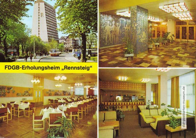 Oberhof, FDGB-Erholungsheim "Rennsteig" mit Speisesaal und Bar - 1979