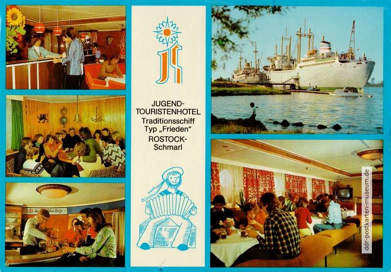 Jugend-Touristenhotel auf dem Traditionsschiff "Frieden" in Rostock-Schmarl - 1980