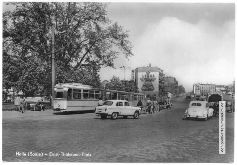 Ernst-Thälmann-Platz (vor dem Umbau), Straßenbahn Linie 15 - 1964
