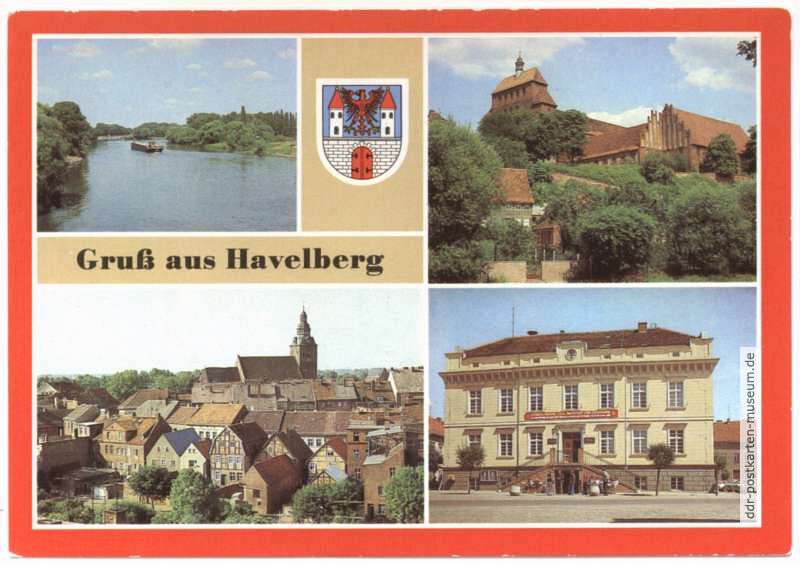 Havel, Blick zum Domberg, Teilansicht, Rathaus - 1984