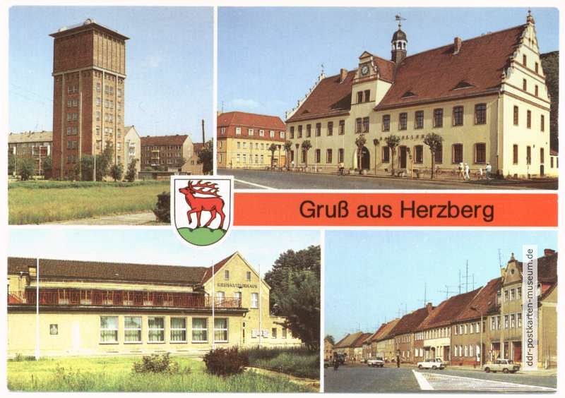 Wasserturm, Rathaus, Kreiskulturhaus, Karl-Marx-Straße - 1987