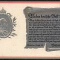 Sonderpostkarte mit Zitat aus der Kriegserklärung des Deutschen Kaisers vom 1.8.1914