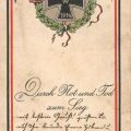 Gedenkpostkarte 1914/1915 mit Eisernem Kreuz und Durchhalteparole - 1914