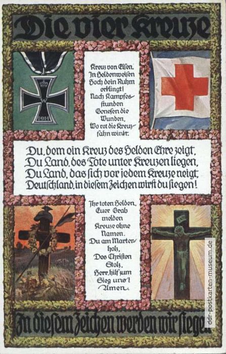 Spendenkarte mit Durchhalteparole "In diesem Zeichen werden wir siegen" - 1914