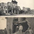 Französische und deutsche Postkarte mit zerstörten Orten in Frankreich - 1916 / 1917