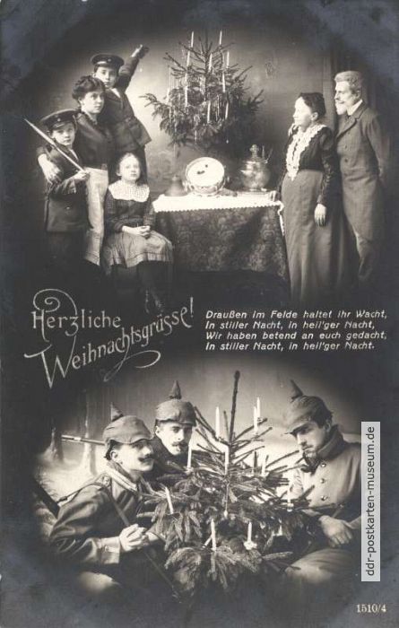 Poesievolle Weihnachtskarte von Daheim und an der Front - 1914