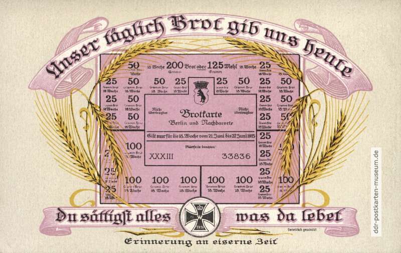 Erinnerungskarte an "Eiserne Zeit" - 1925