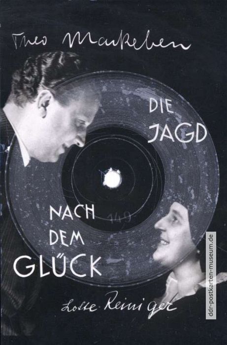 Schallplatten-Postkarte mit Filmmusik "Die Jagd nach dem Glück" von Theo Mackeben - 1930