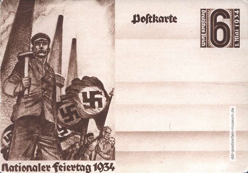 Ganzsachen-Postkarte zum Nationalen Feiertag am 1. Mai 1934