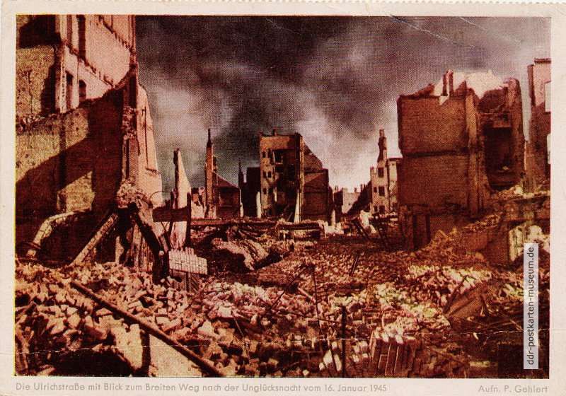 Erste Nachkriegskarte vom zerstörten Magdeburg, Ulrichstraße - 1945