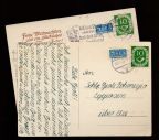 Bis 1954 mit Steuermarke 2 Pfennig für Notopfer frankierte BRD-Postkarten