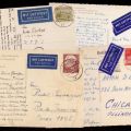 BRD-Postkarten nach Übersee mit Luftpostaufklebern der 50er Jahre