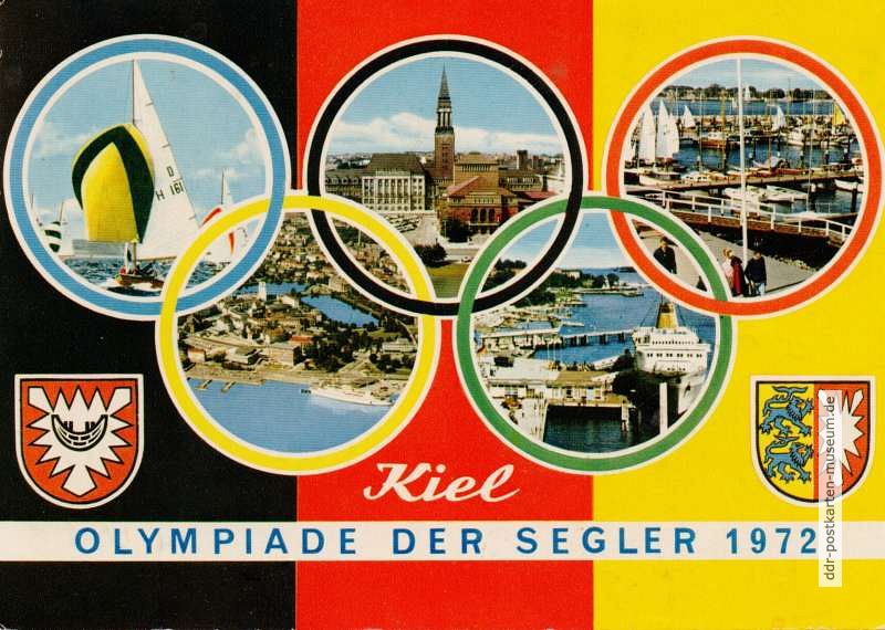Sonderpostkarte der Olympischen Spiele 1972 der Segler in Kiel - 1972
