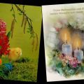 Letzte traditionelle Grußpostkarten zu Ostern und Weihnachten von 1995