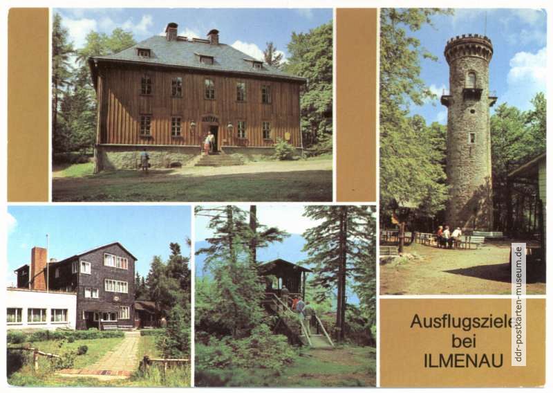 Ausflugsziele bei Ilmenau, Jagdhaus Gabelbach, Kickelhahn, "Schöffenhaus" - 1982