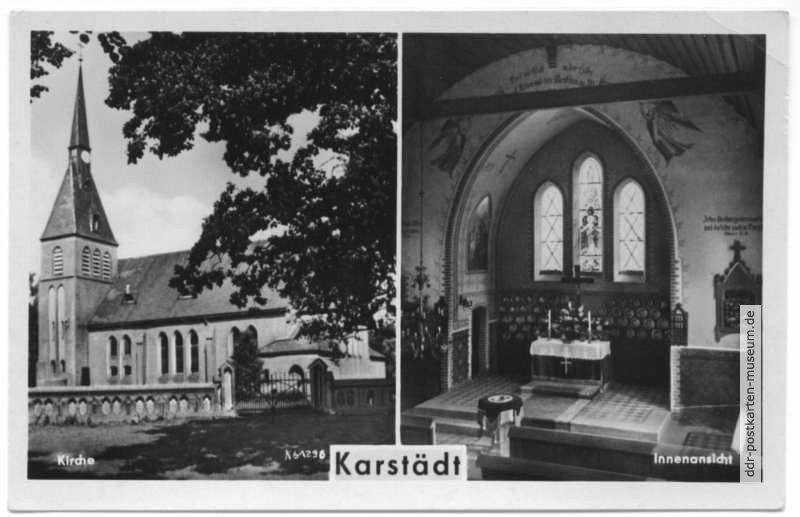 Karstädter Kirche mit Innenansicht - 1956