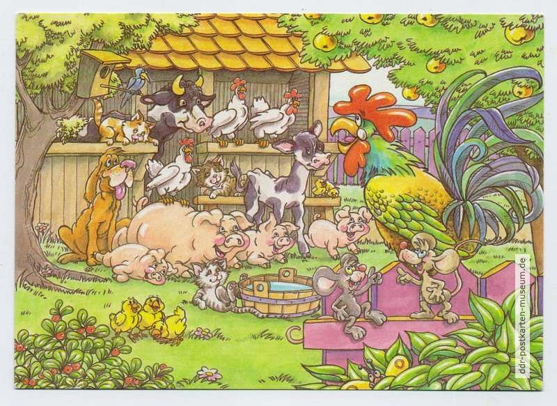 Grußkarte "Leben auf dem Bauernhof" - 1989