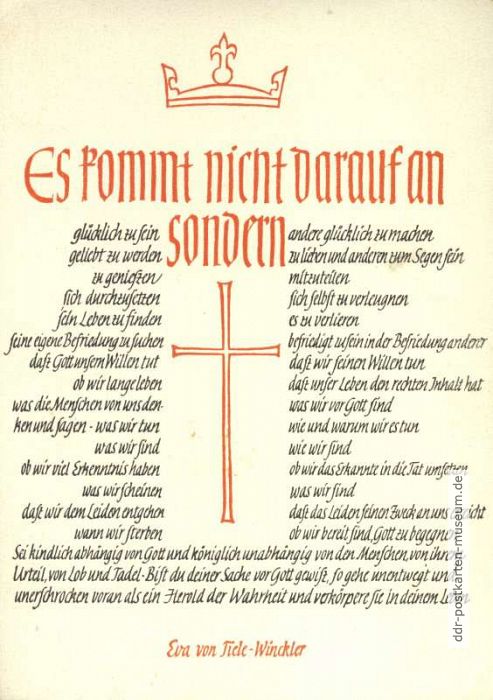 Spruchkarte mit Zitat von Eva von Tiele-Winckler - 1957