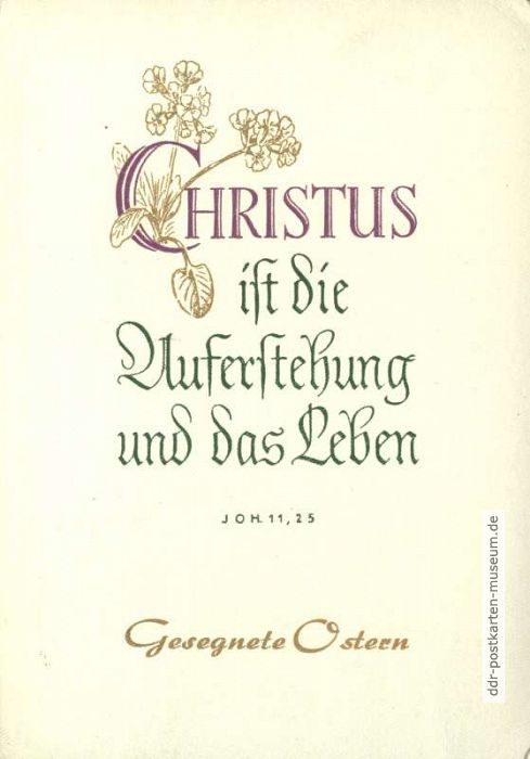 Spruchkarte zu Ostern mit Zitat Johannes - 1962