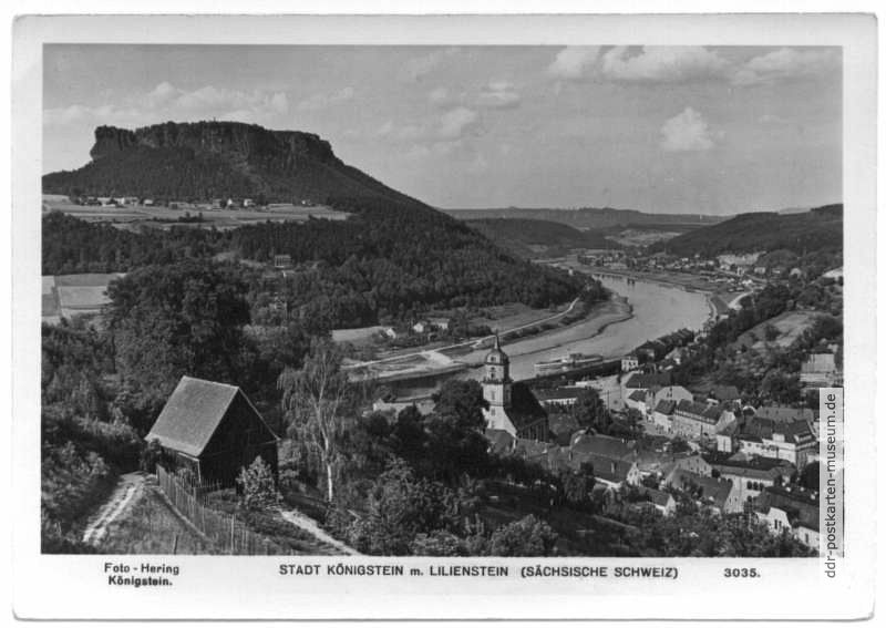 Stadt Königstein mit Lilienstein (Sächsische Schweiz) - 1951