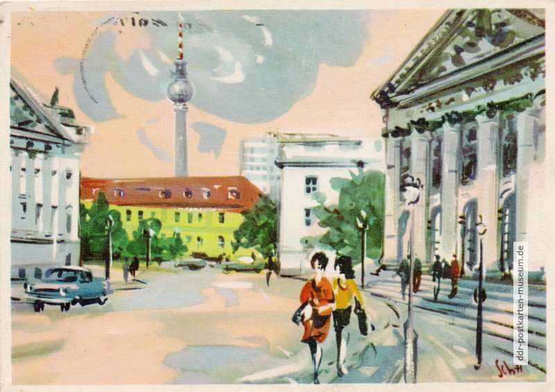 "Blick auf die St. Hedwigs-Kathedrale in Berlin" - 1971