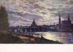 Gemälde "Blick auf Dresden bei Vollmondschein" von J.Ch. Claussen Dahl - um 1980