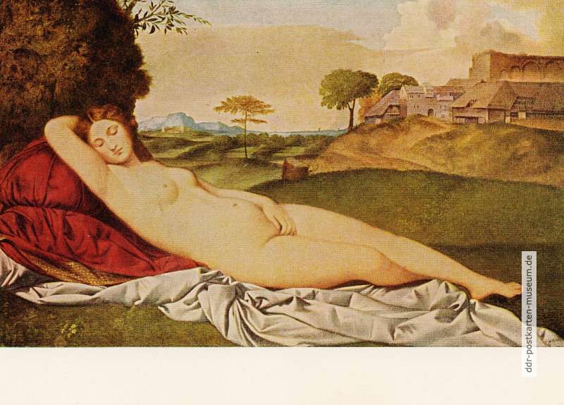 Ölgemälde "Schlummernde Venus" von Giorgione in Gemäldegalerie Dresden - 1957/1983