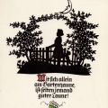 Scherenschnitt "Mit sich allein am Gartenzaune, ist selten jemand guter Laune !" - 1972