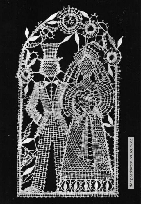 Klöppelkunst Motiv Brautpaar von Regine Siebdrath - 1988