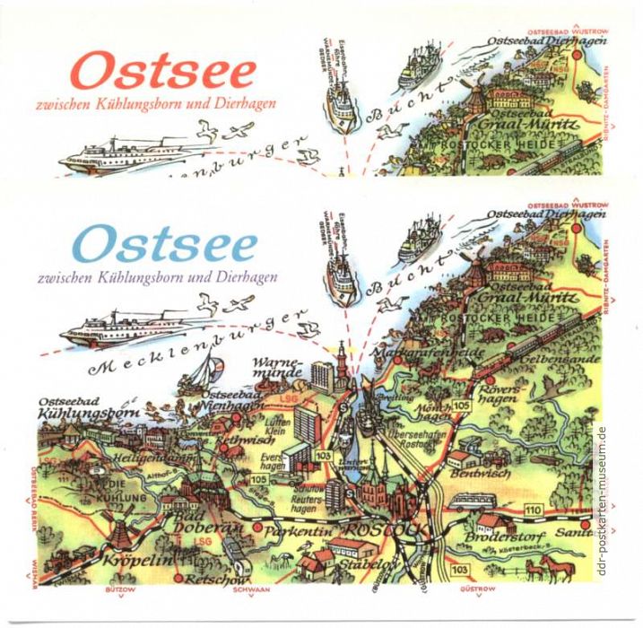 Farbänderung der Inschrift "Ostsee" rot und blau