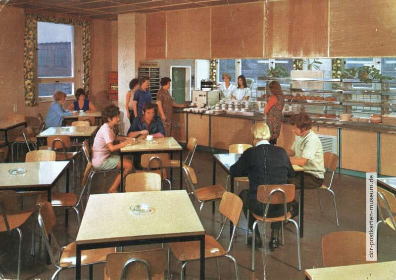 Seltenes Ansichtskartenmotiv: Kantine eines VEB-Betriebes in Werdau - 1973
