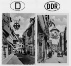 Zunftzeichen in der Uzstraße in Ansbach (Bayern) und von Gaststätte "Zur Kogge" in Stralsund (Mecklenburg) - 1960 / 1955