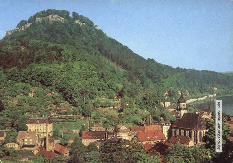 Blick auf den Ort und zur Festung Königstein - 1982